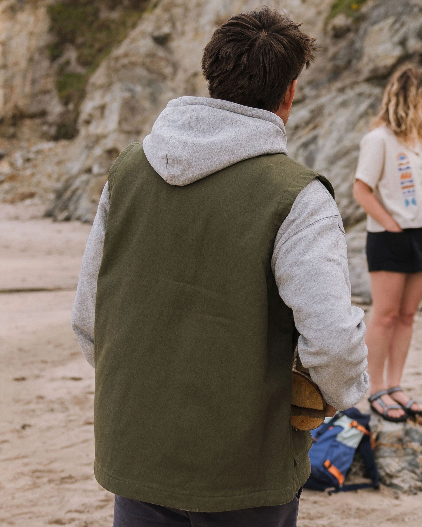 Explorers Organic Cotton Canvas Vest - Khaki - Lifestyle
