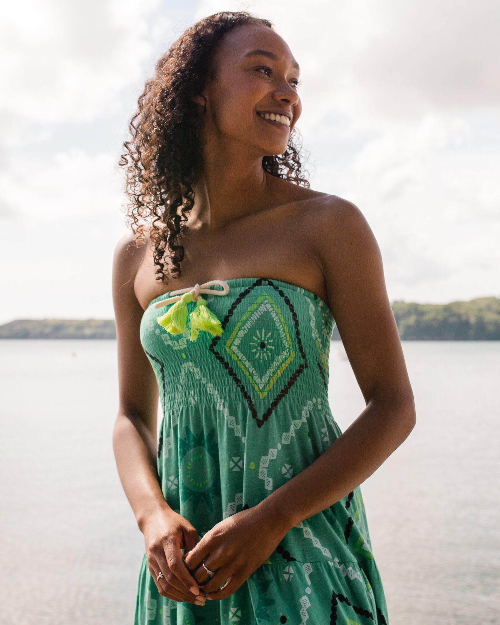 Fareway Recycled Cotton Maxi Skirt - Sunburst Green Spruce - Lifestyle