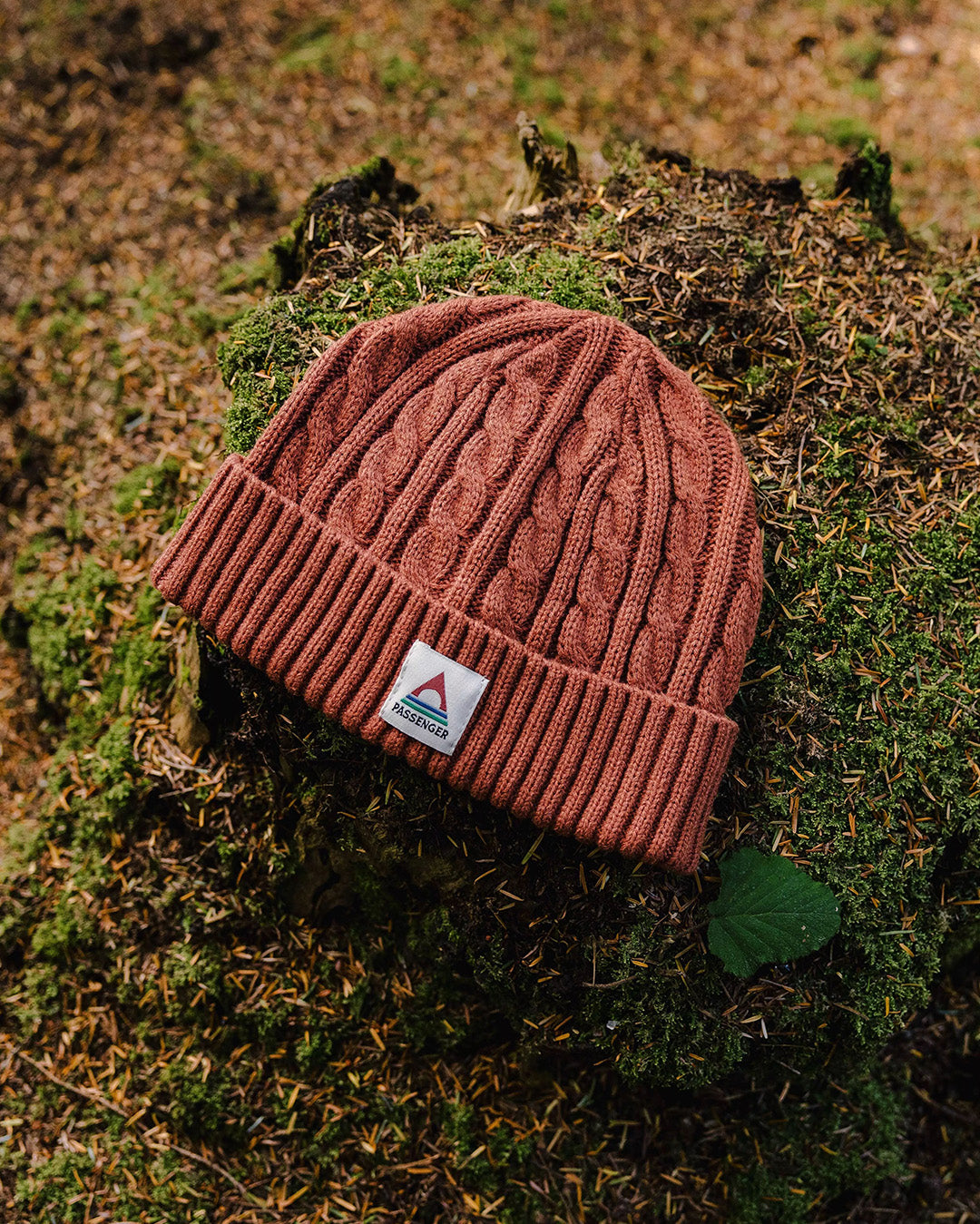 Fireside Recycled Cable Knit Beanie - Baked Clay - Lifestyle
