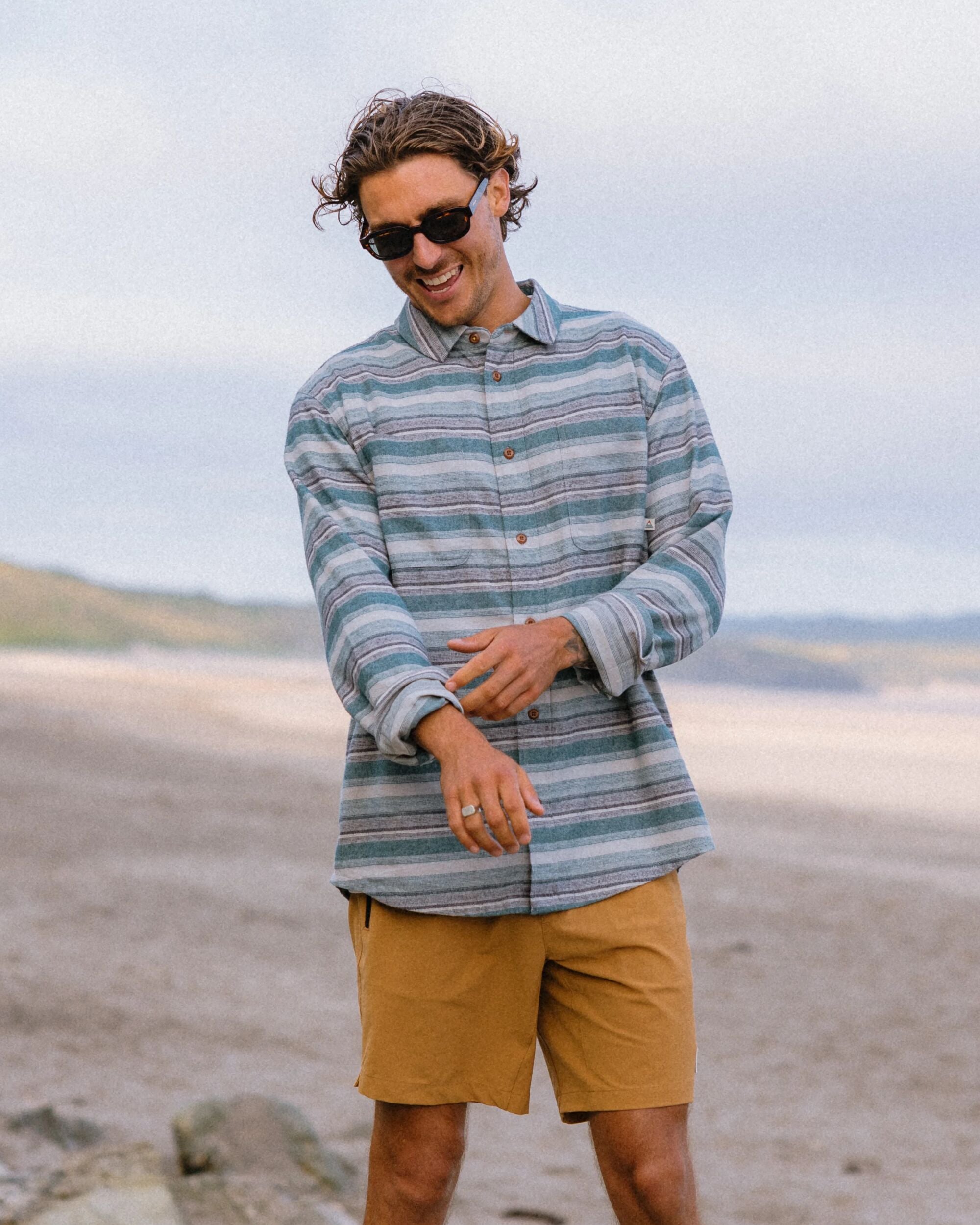 Backcountry Stripe Light Shirt - Grey Marl/Mediterranean Stripe - Lifestyle