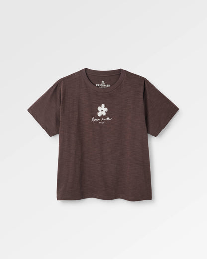 Womens Roam Further T-shirt - Espresso - Flatlay