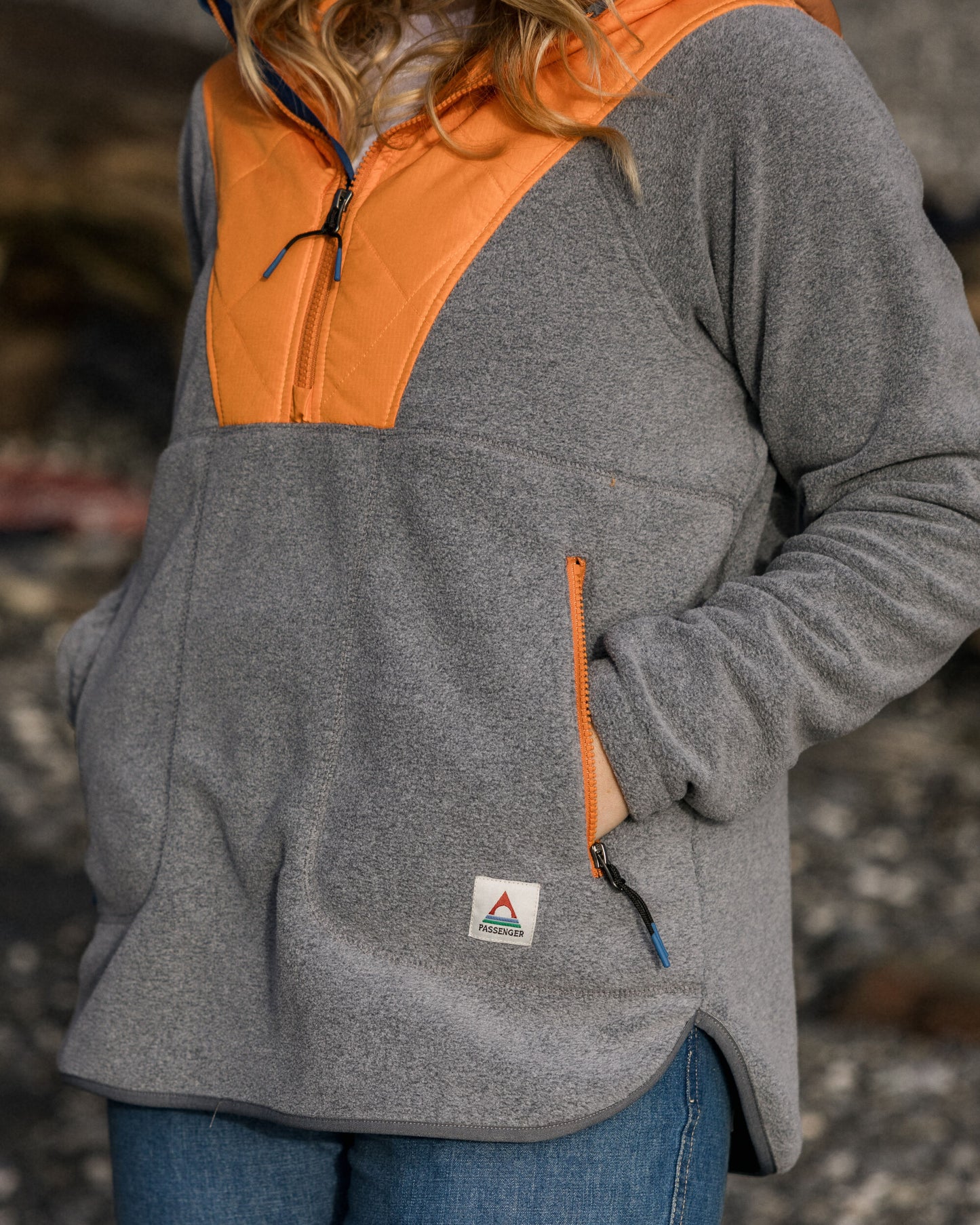 Juana Recycled Polar Hooded Fleece - Grey Marl