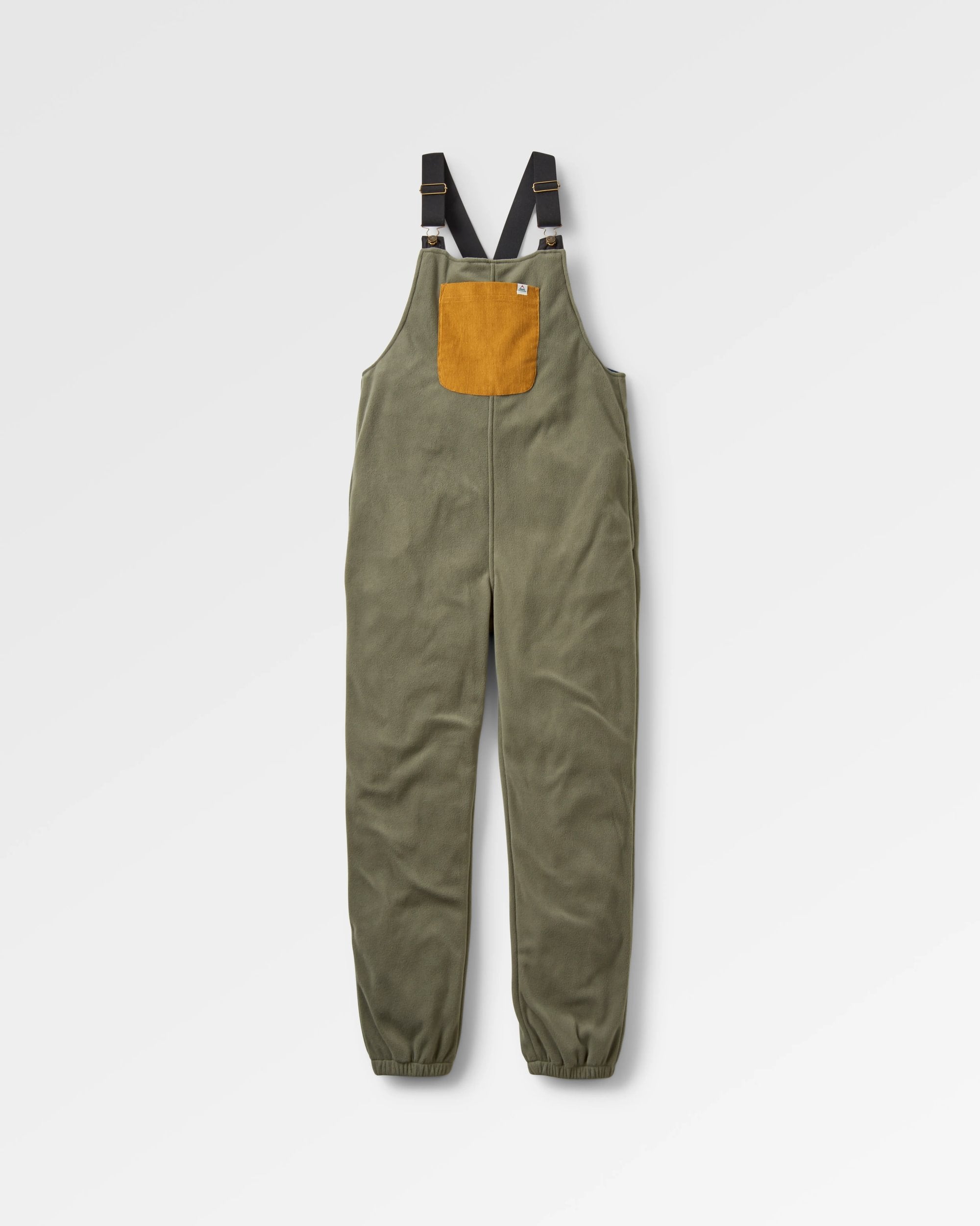 Ace Recycled Polar Fleece Dungarees - Dusty Olive - Flatlay