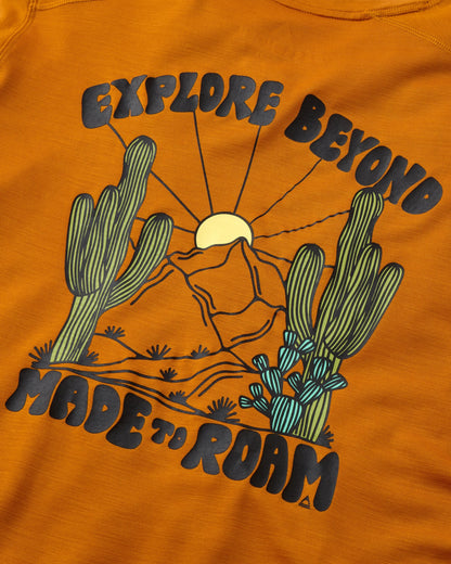 Camp Lost Lightweight Merino T-Shirt - Retro Orange - Flatlay