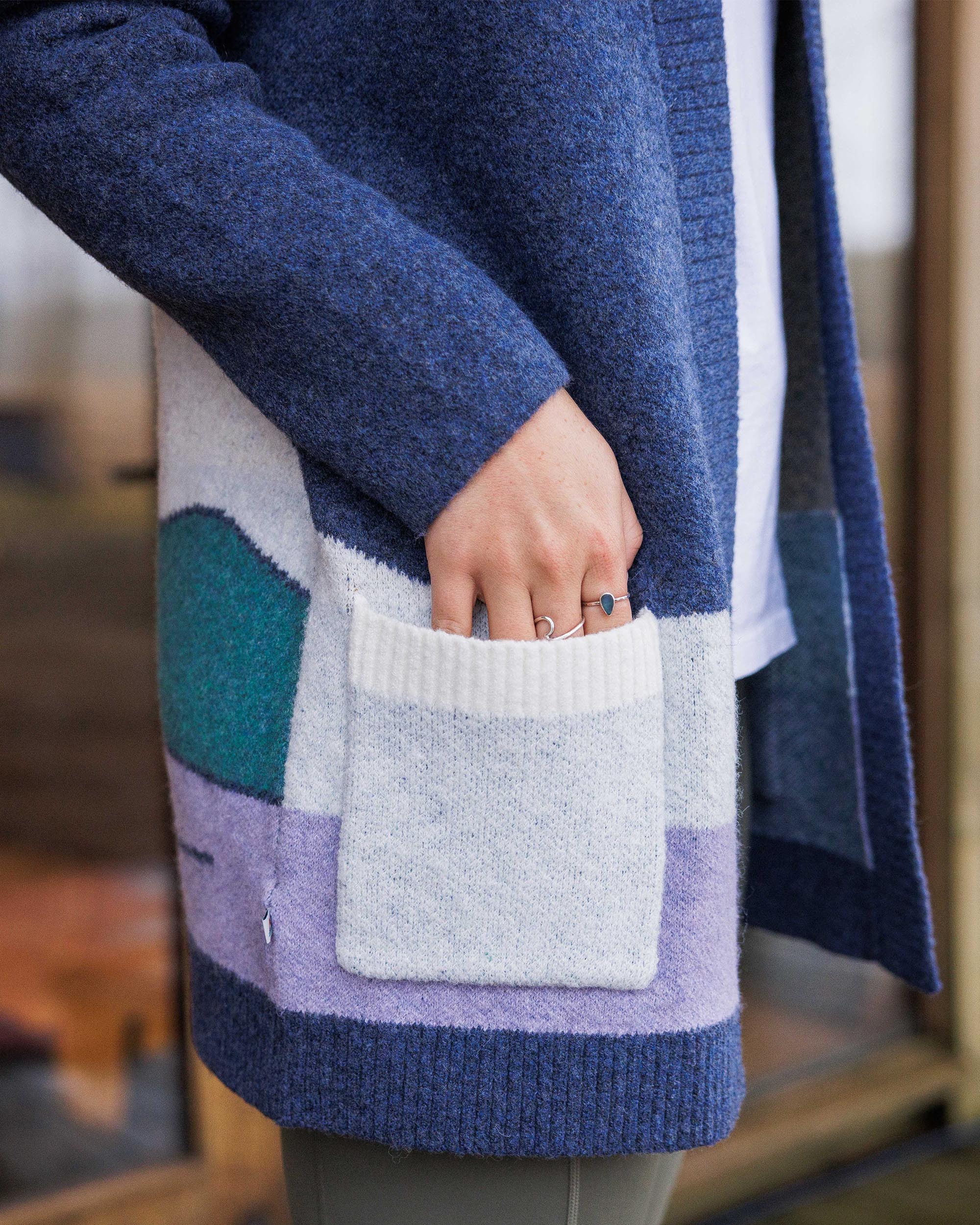 Vista Recycled Knitted Cardigan - Dark Denim - Lifestyle