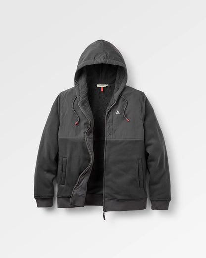Tidal Full Zip Fleece Lined Hoodie - Faded Black - Flatlay