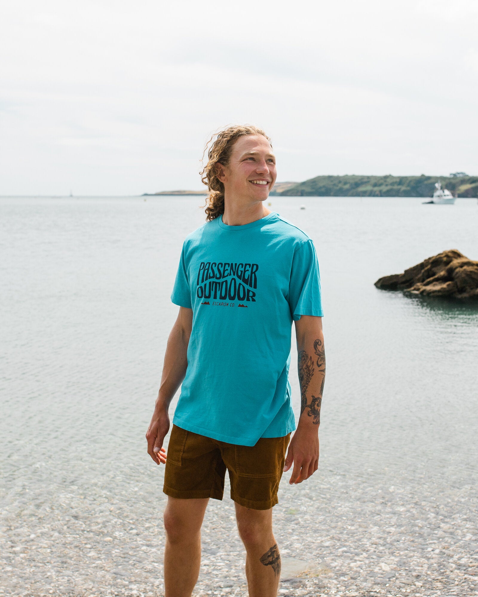 Yuca Recycled Cotton T-Shirt - Blue Pool - Lifestyle