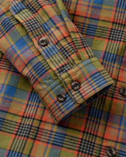 Backcountry Flannel Check Shirt - Khaki/Dark Denim Check - Flatlay