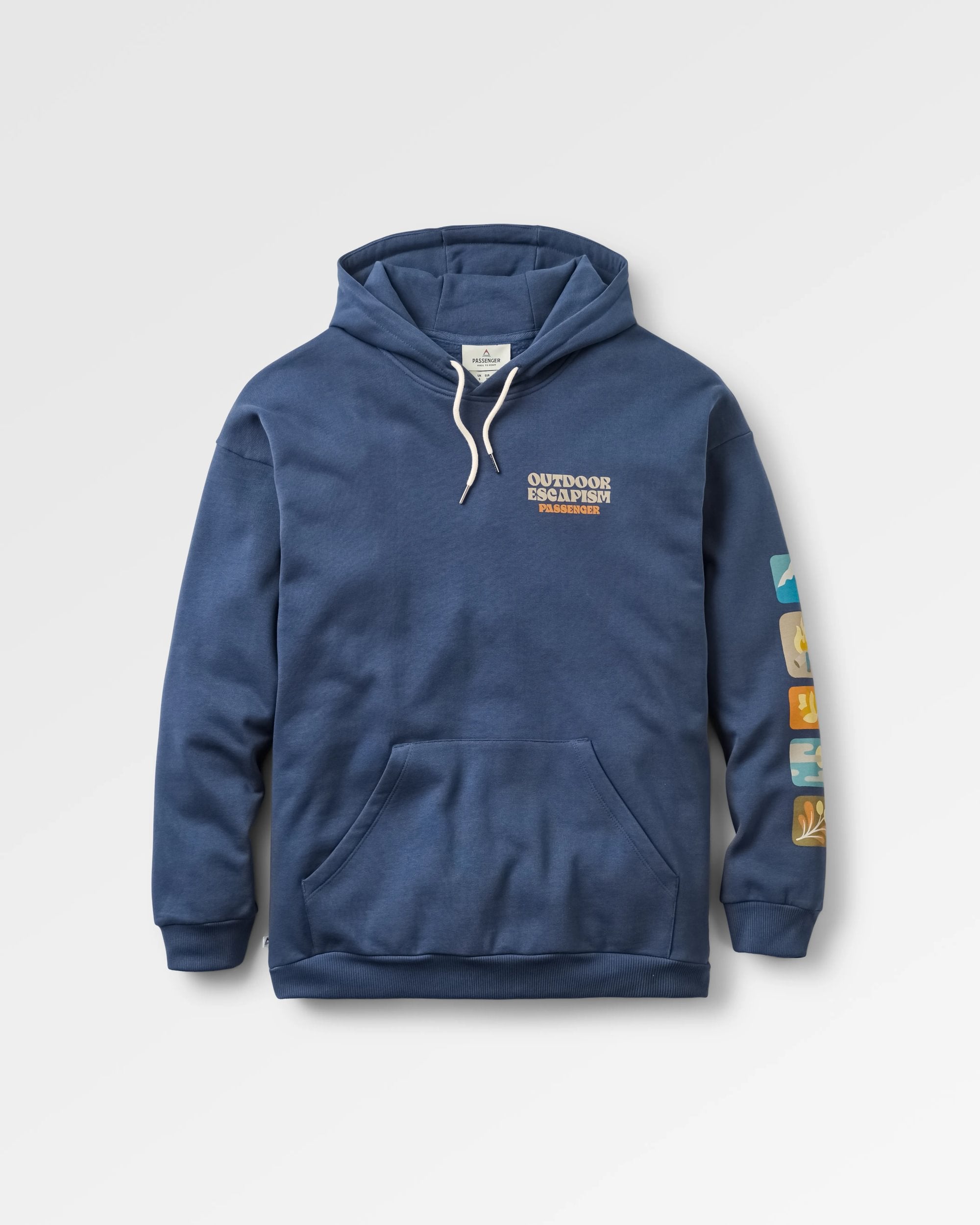 Patch Recycled Cotton Hoodie - Rich Navy - Flatlay