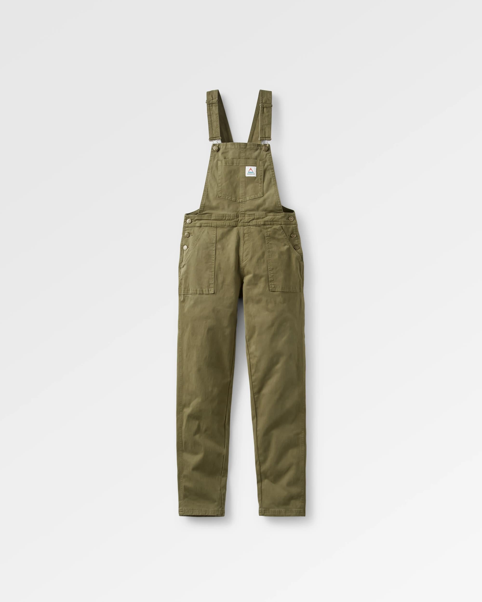 Roamist Organic Cotton Dungarees - Khaki - Flatlay