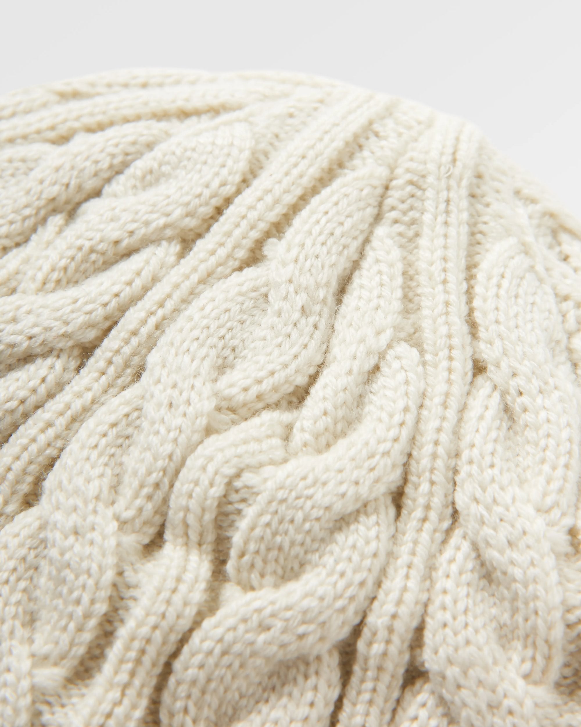 Fireside Recycled Cable Knit Beanie - Birch - Flatlay