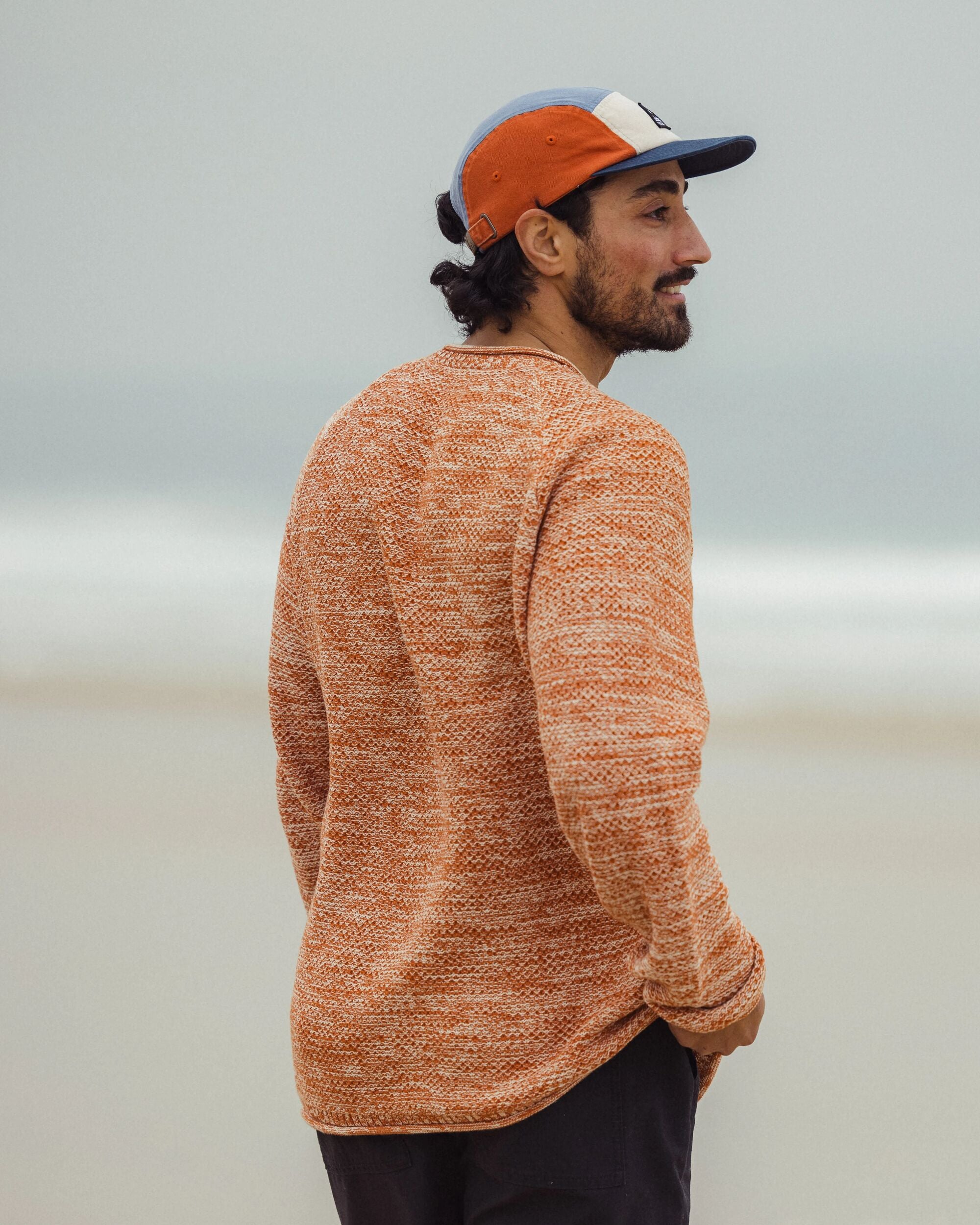 Shore Organic Cotton Knitted Jumper - Sunset Orange - Lifestyle