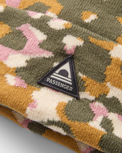 Amber Knit Beanie  - Powder Camo Dusty Olive - Flatlay