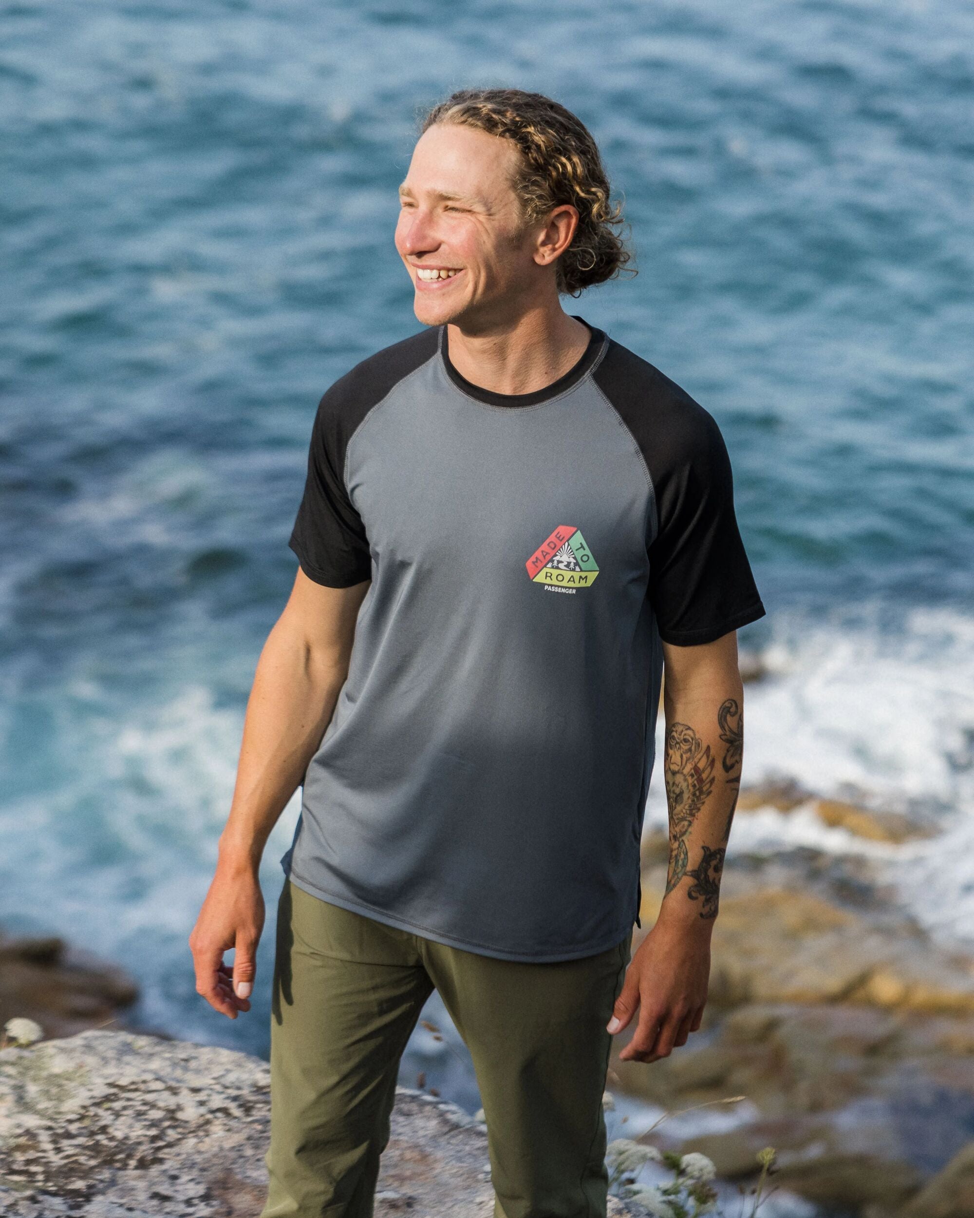 Dawn To Dusk Recycled Active T-shirt - Storm Grey - Lifestyle