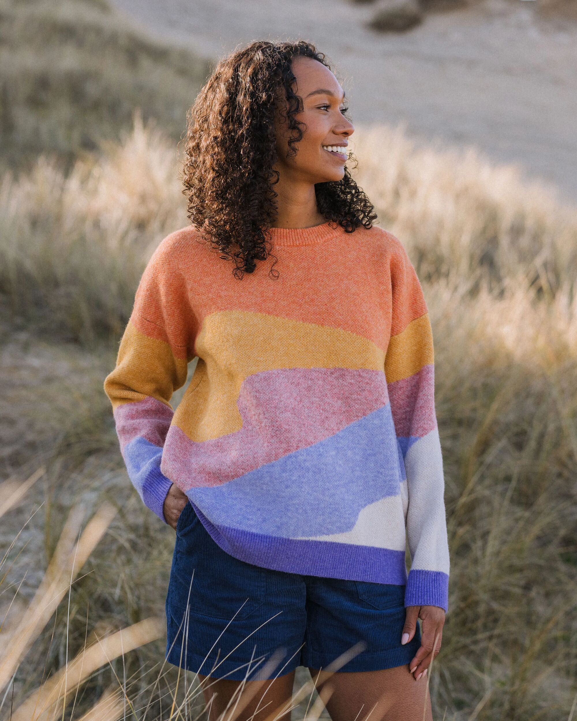 Scenic Recycled Knitted Jumper - Scenic Sunrise Orange - Lifestyle