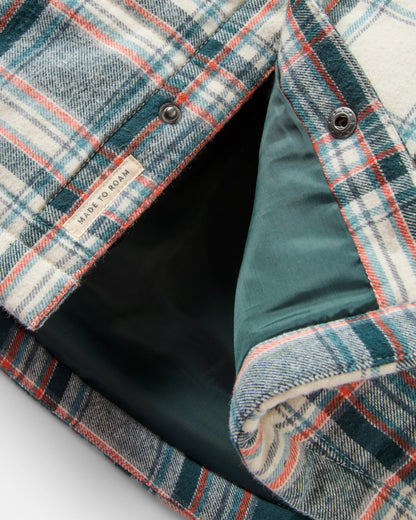 Taranaki Quilted Overshirt - Off White/Dark Fern Check - Flatlay