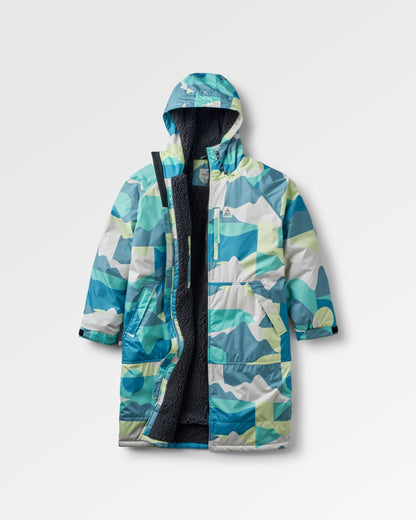 Waves Recycled Sherpa Lined Changing Robe - Vista Patchwork Aqua