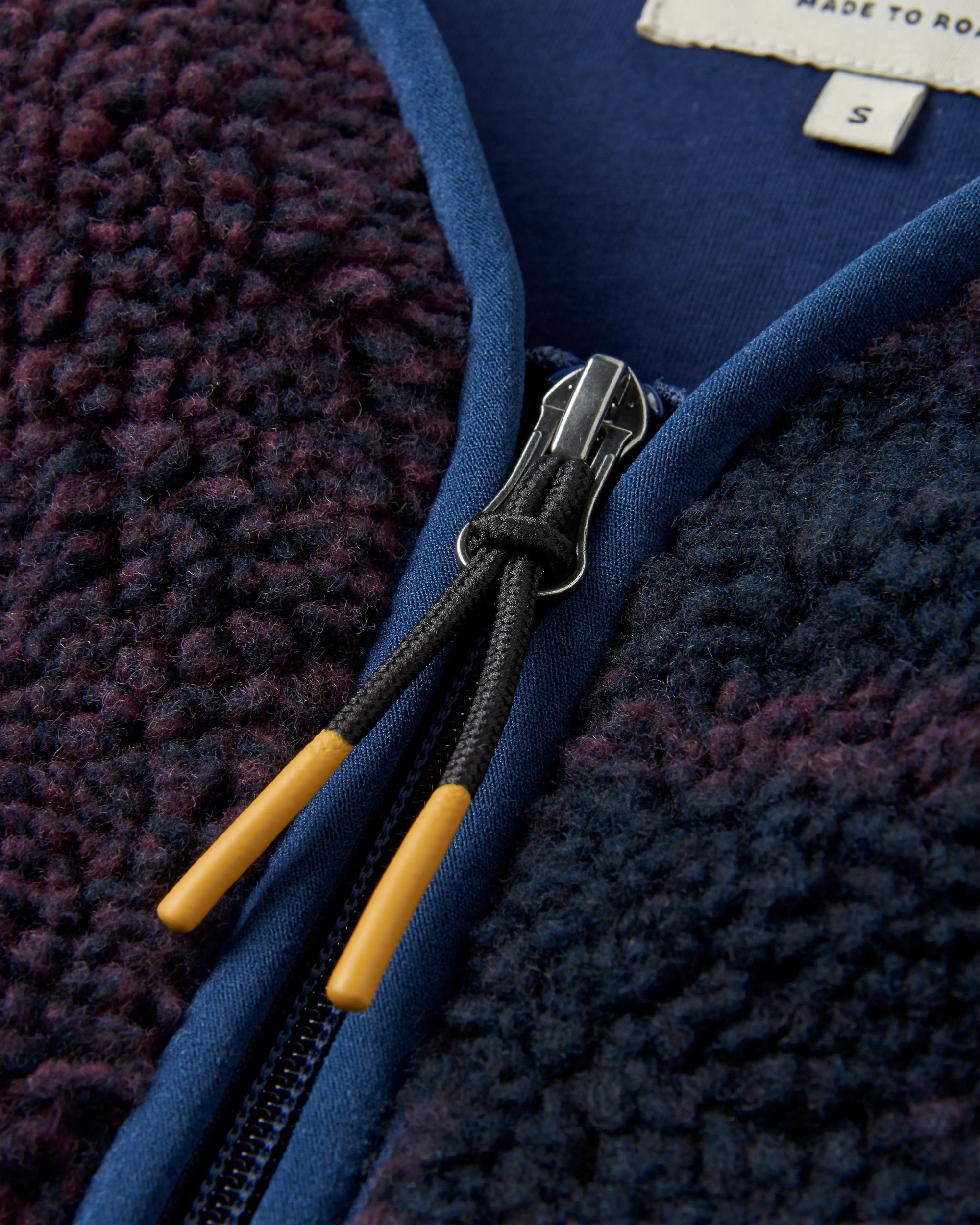 Tawny Recycled Deep-Pile Sherpa Fleece - Deep Plum/Deep Navy Check - Flatlay