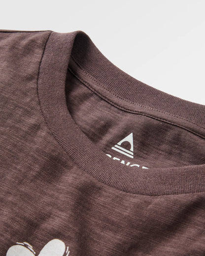 Womens Roam Further T-shirt - Espresso - Flatlay