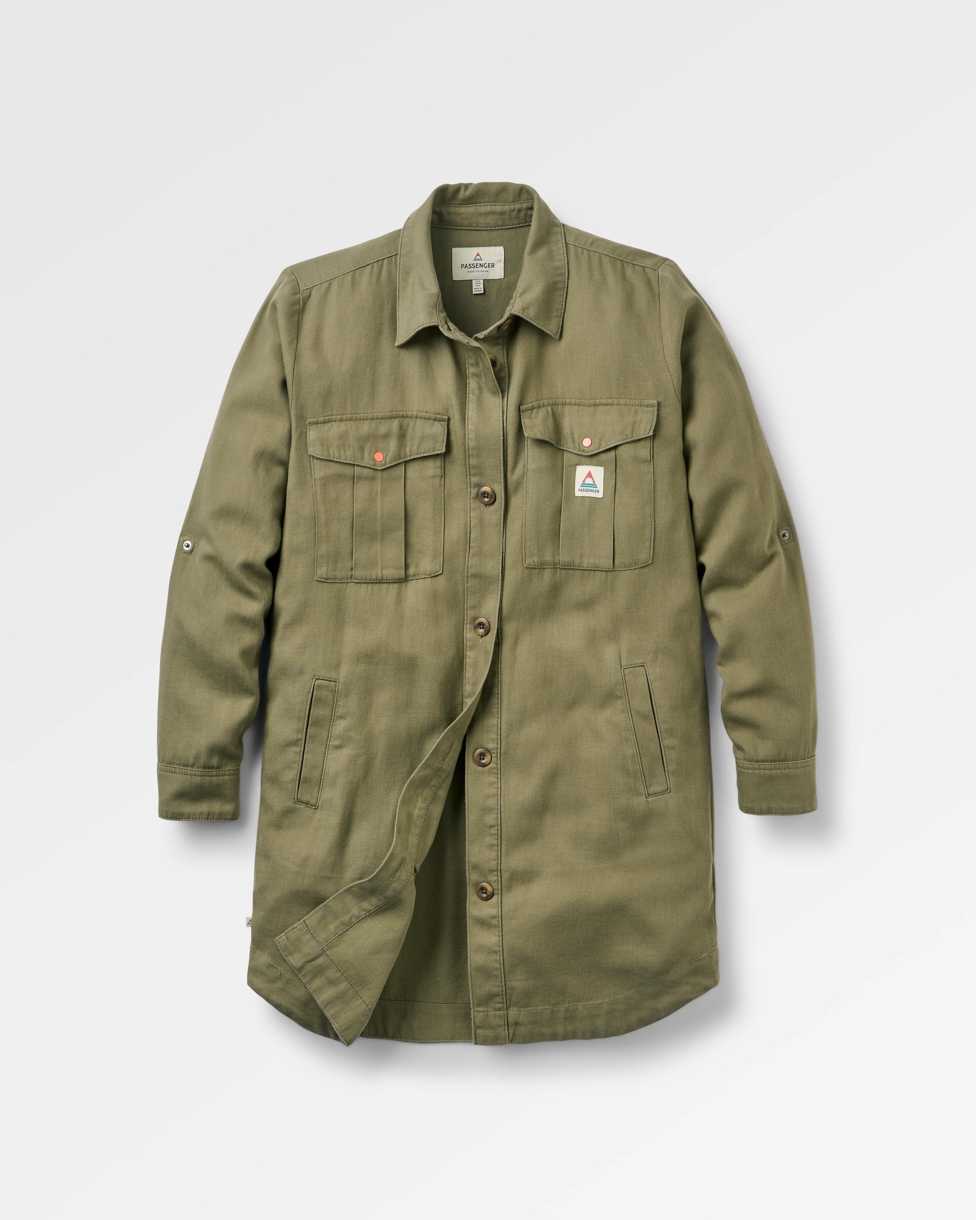 Hydrilla LS Shirt Dress - Dusty Olive - Flatlay