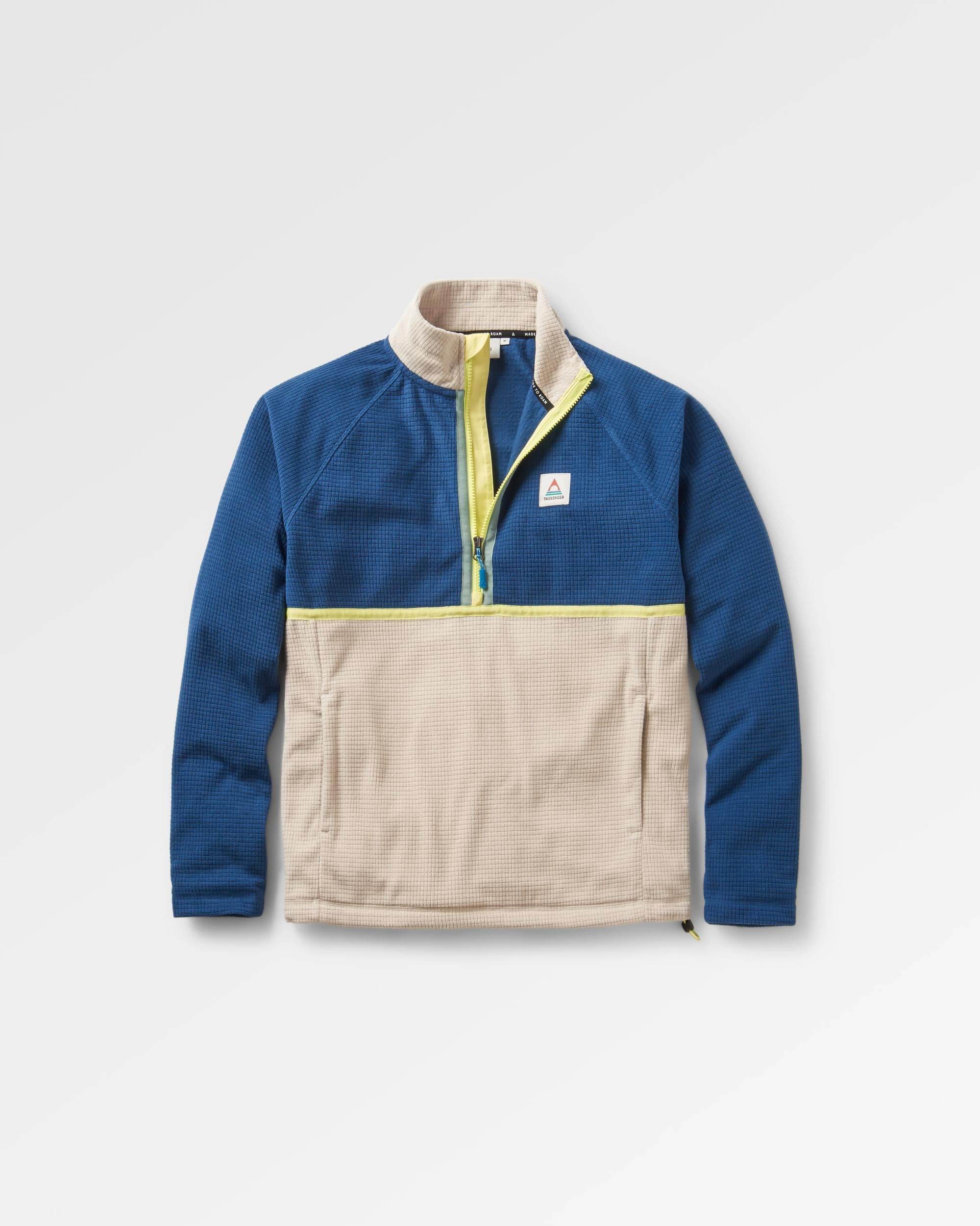 Overlook Recycled Grid Polar Fleece - Dark Denim/Pebble Grey - Flatlay