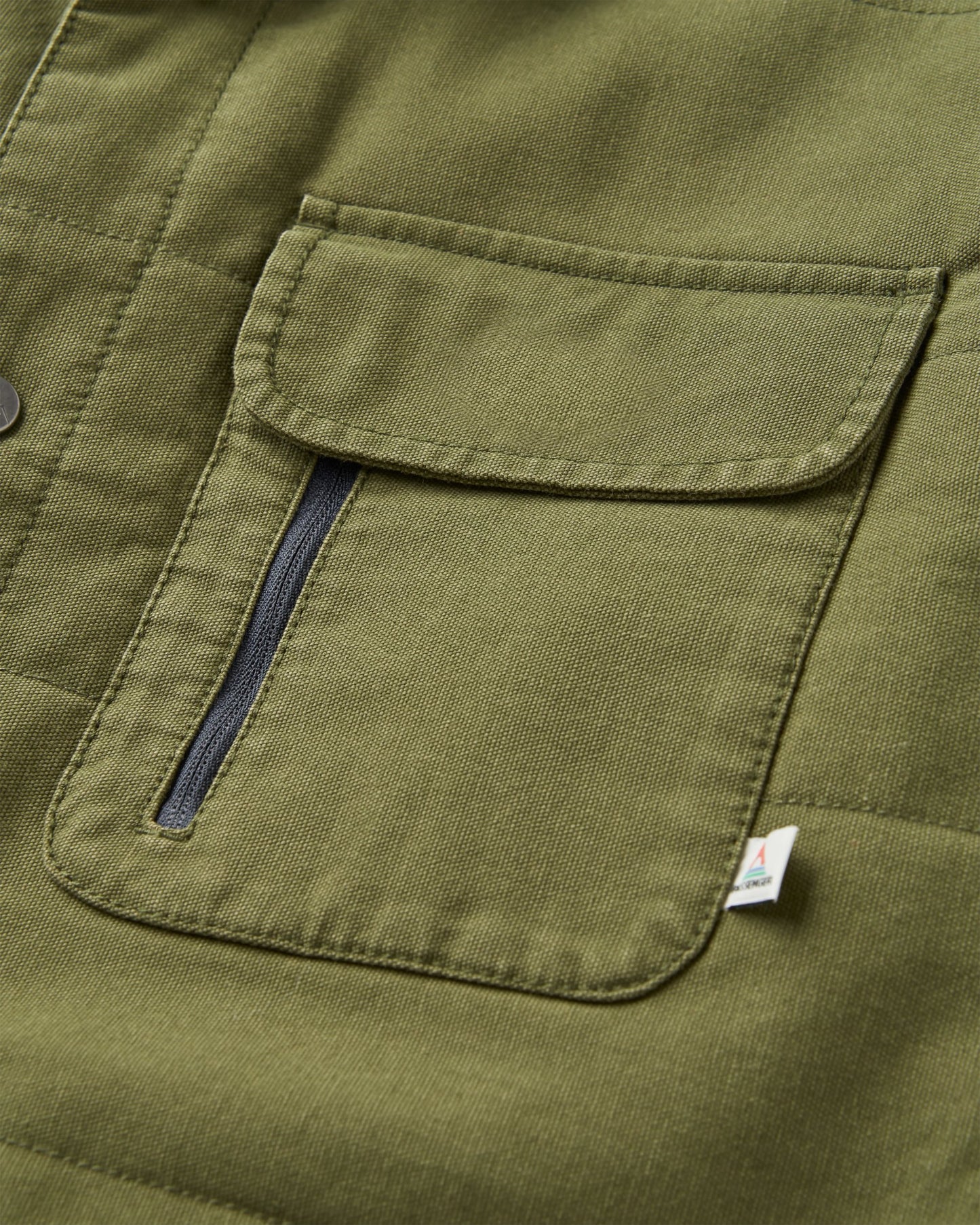 Taranaki Canvas Quilted Overshirt - Khaki - Flatlay