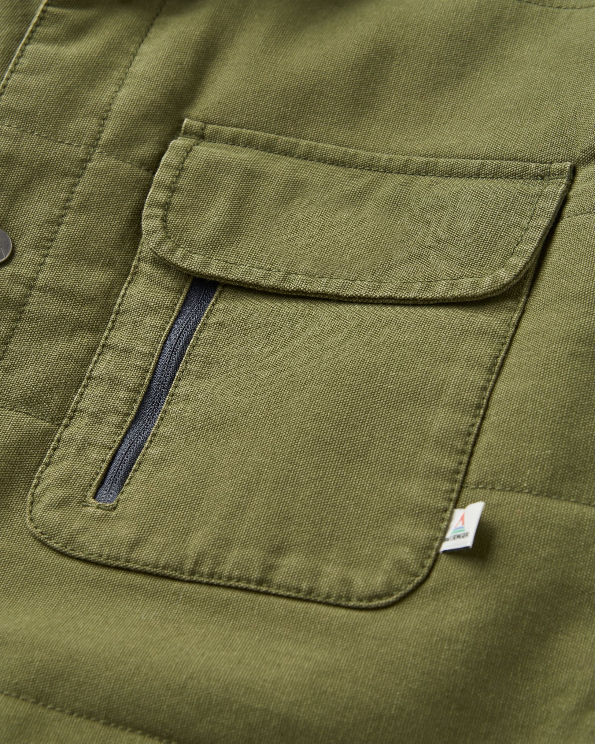 Taranaki Canvas Quilted Overshirt - Khaki - Flatlay