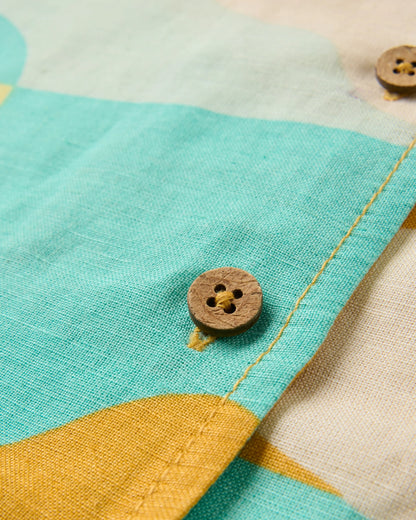 Arden Linen Short Sleeve Shirt - Vista Patchwork Yellow - Flatlay