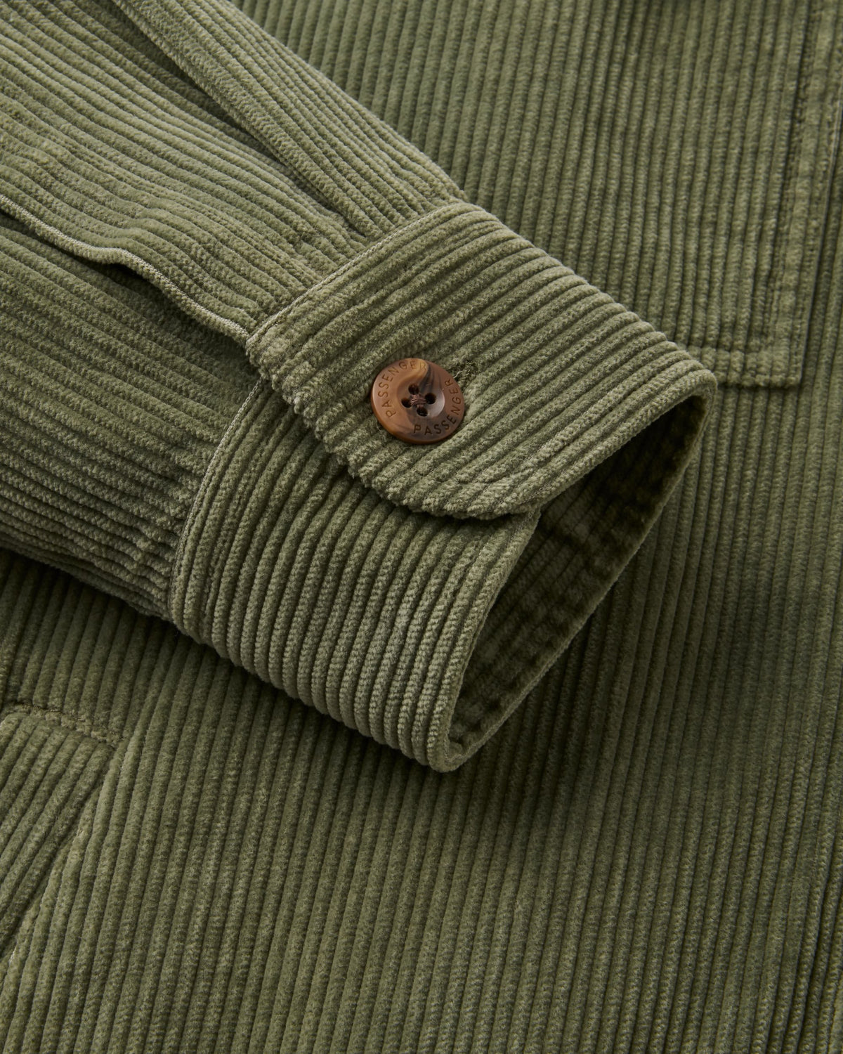 Stella Cord LS Shirt - Dusty Olive - Flatlay