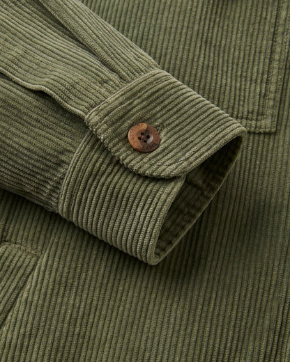 Stella Cord LS Shirt - Dusty Olive - Flatlay
