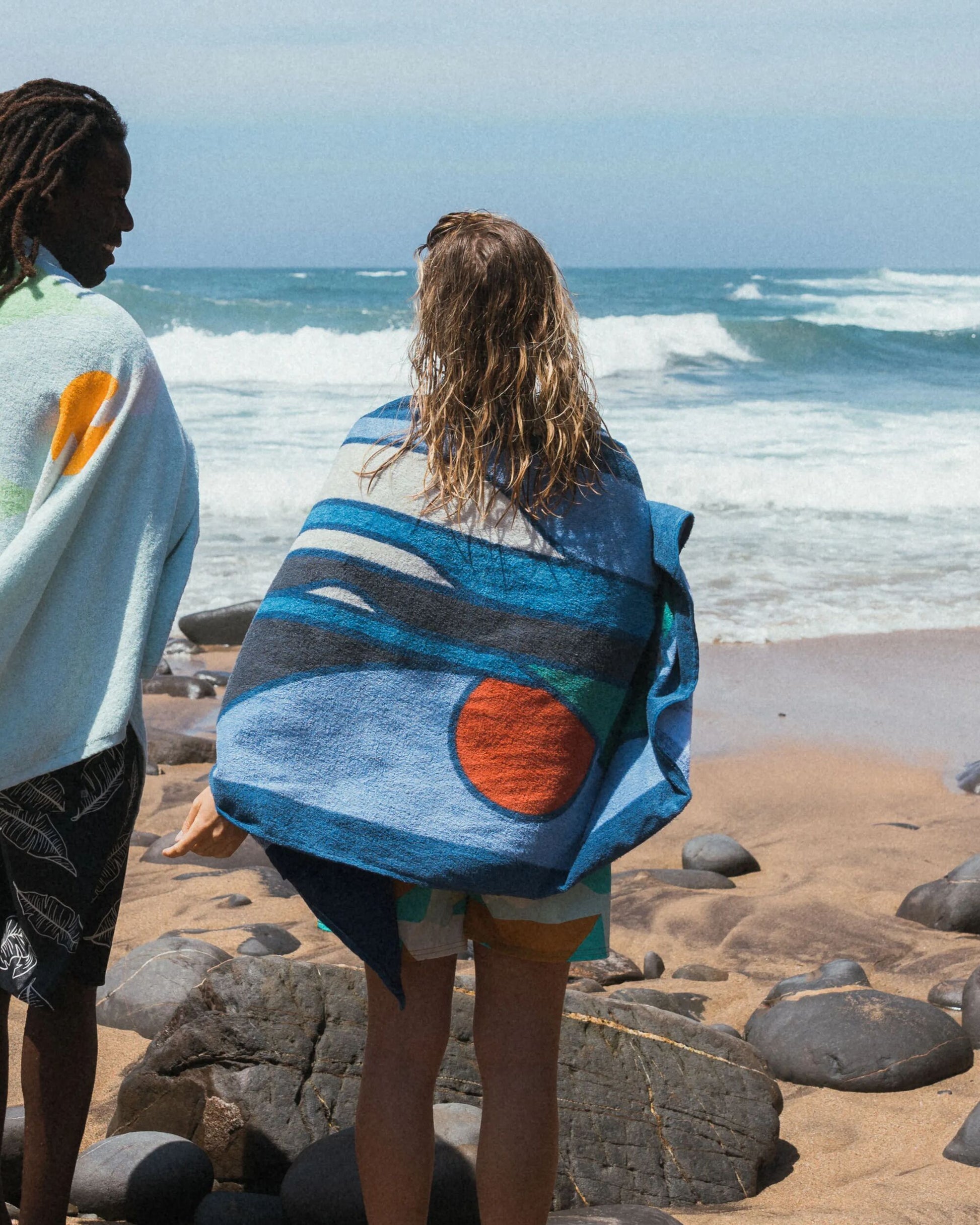 Womens_Tideline Organic Cotton Beach Towel - Dark Denim - Lifestyle
