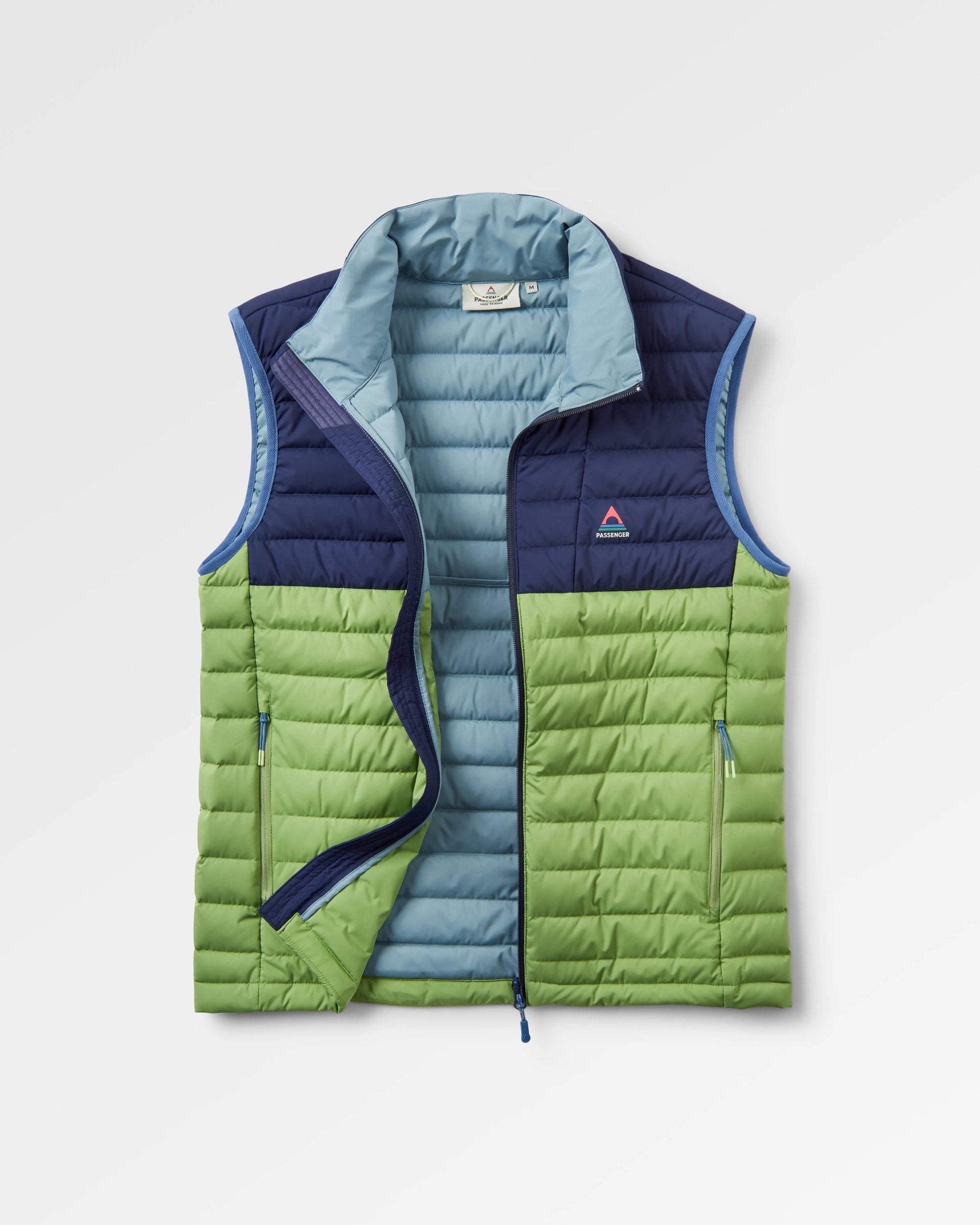Ashland Down Recycled Vest - Rich Navy/Pear Green - Flatlay