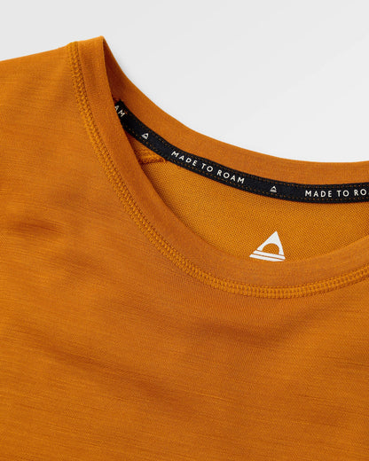 Camp Lost Lightweight Merino T-Shirt - Retro Orange - Flatlay
