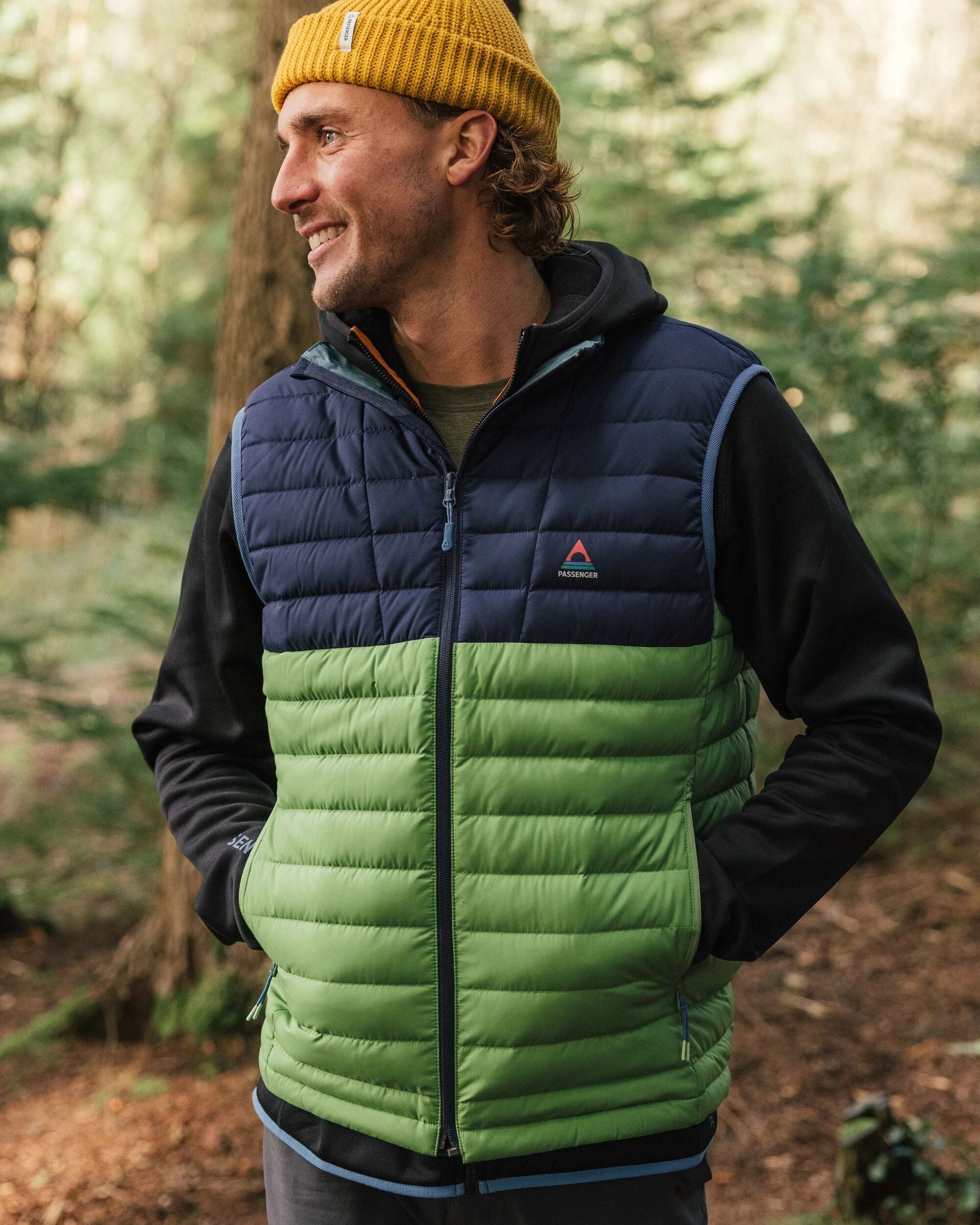 Ashland Down Recycled Vest - Rich Navy/Pear Green - Lifestyle