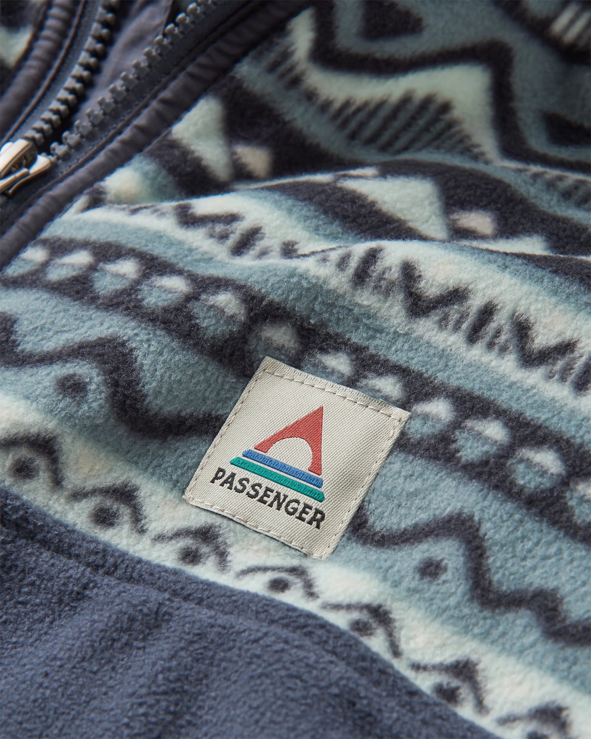 Set Off Recycled Polar 1/4 Zip Fleece - Mountain Geo Stormy Sea - Flatlay