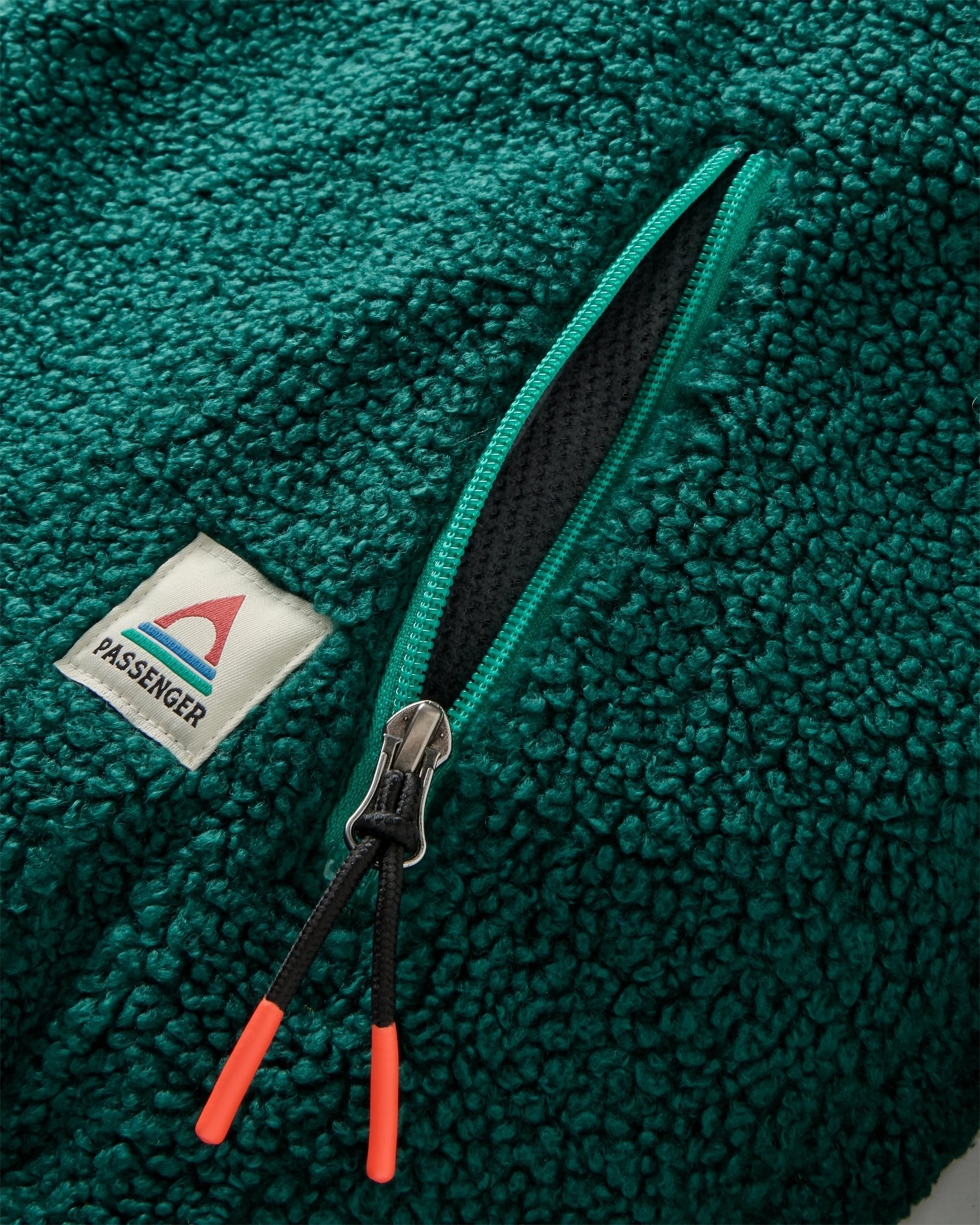 Joy Full Zip Lined Hooded Sherpa Fleece - Greenlake/Rain Forest - Flatlay