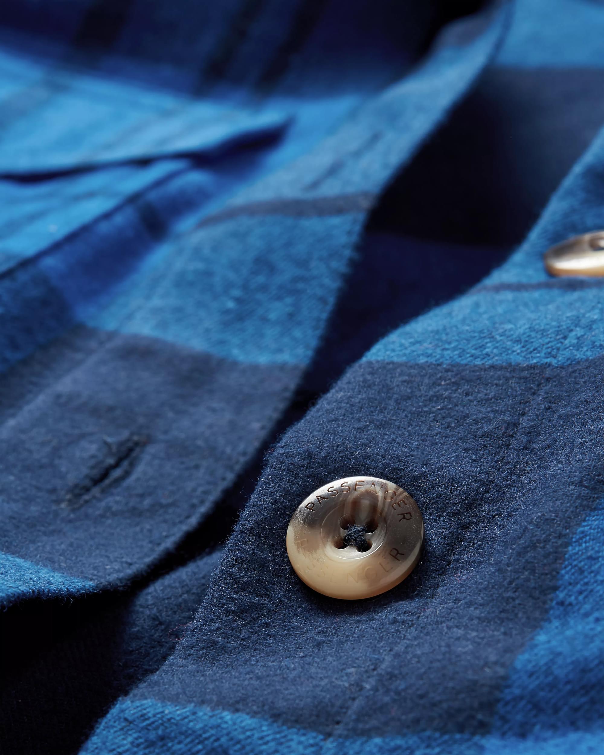 Harmony Organic Cotton Check Shirt - True Blue - Flatlay