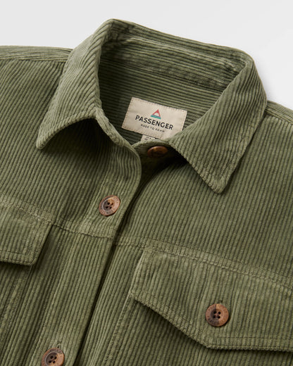 Stella Cord LS Shirt - Dusty Olive - Flatlay