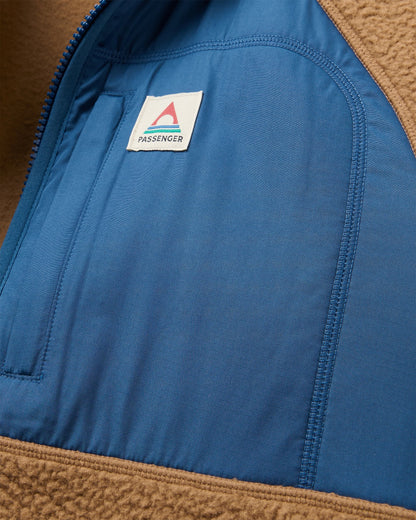 Ventura Full Zip Sherpa Fleece - Caramel Brown - Flatlay