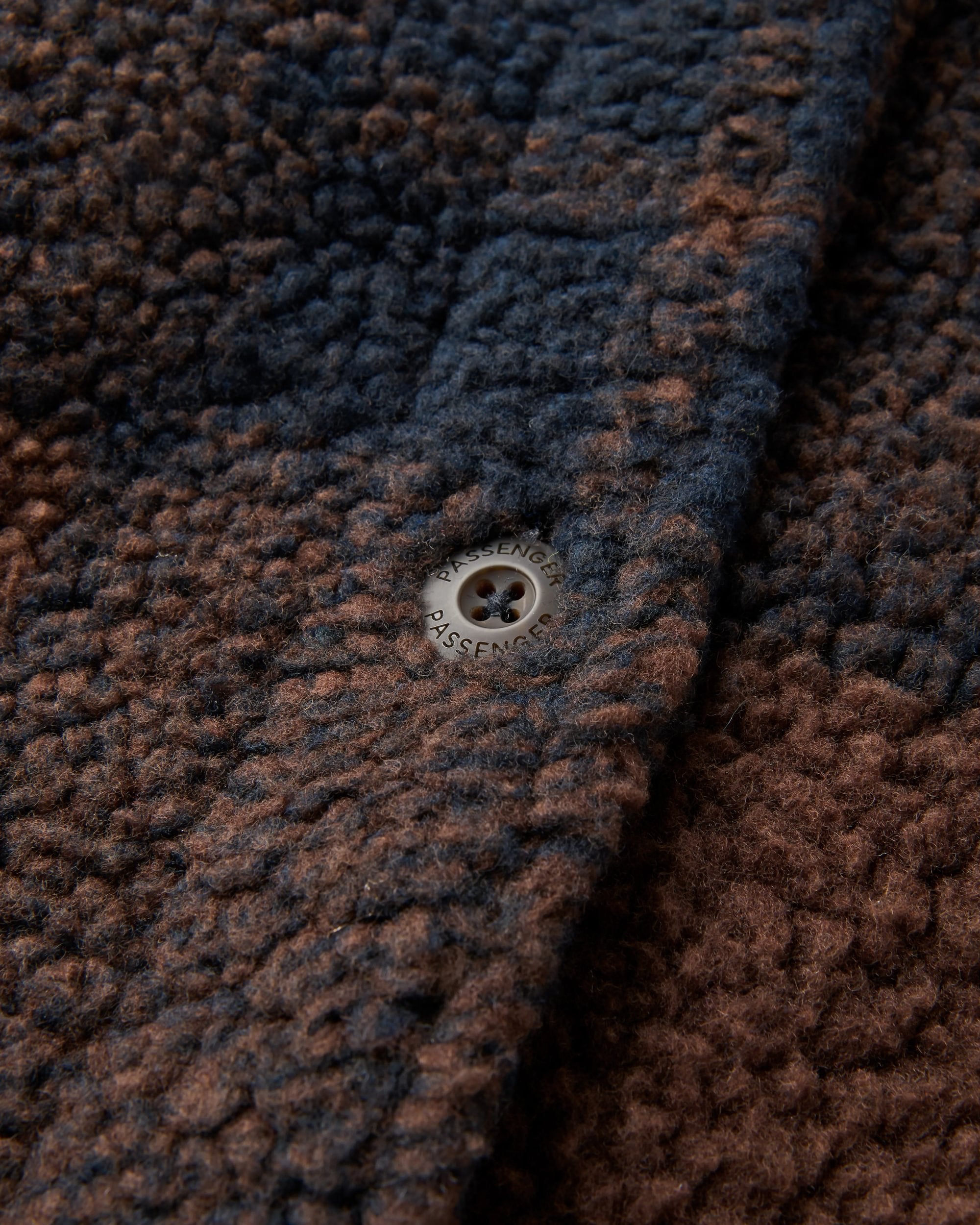Cloudy Recycled Deep-Pile Sherpa Fleece Shirt - Chestnut/Deep Navy Check - Flatlay