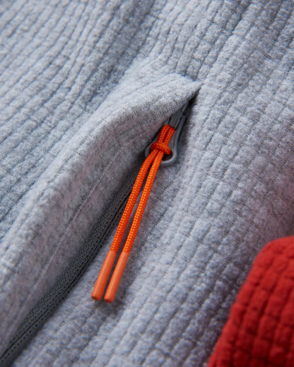 Overlook Recycled Grid Polar Fleece - Red Ochre/Grey Marl