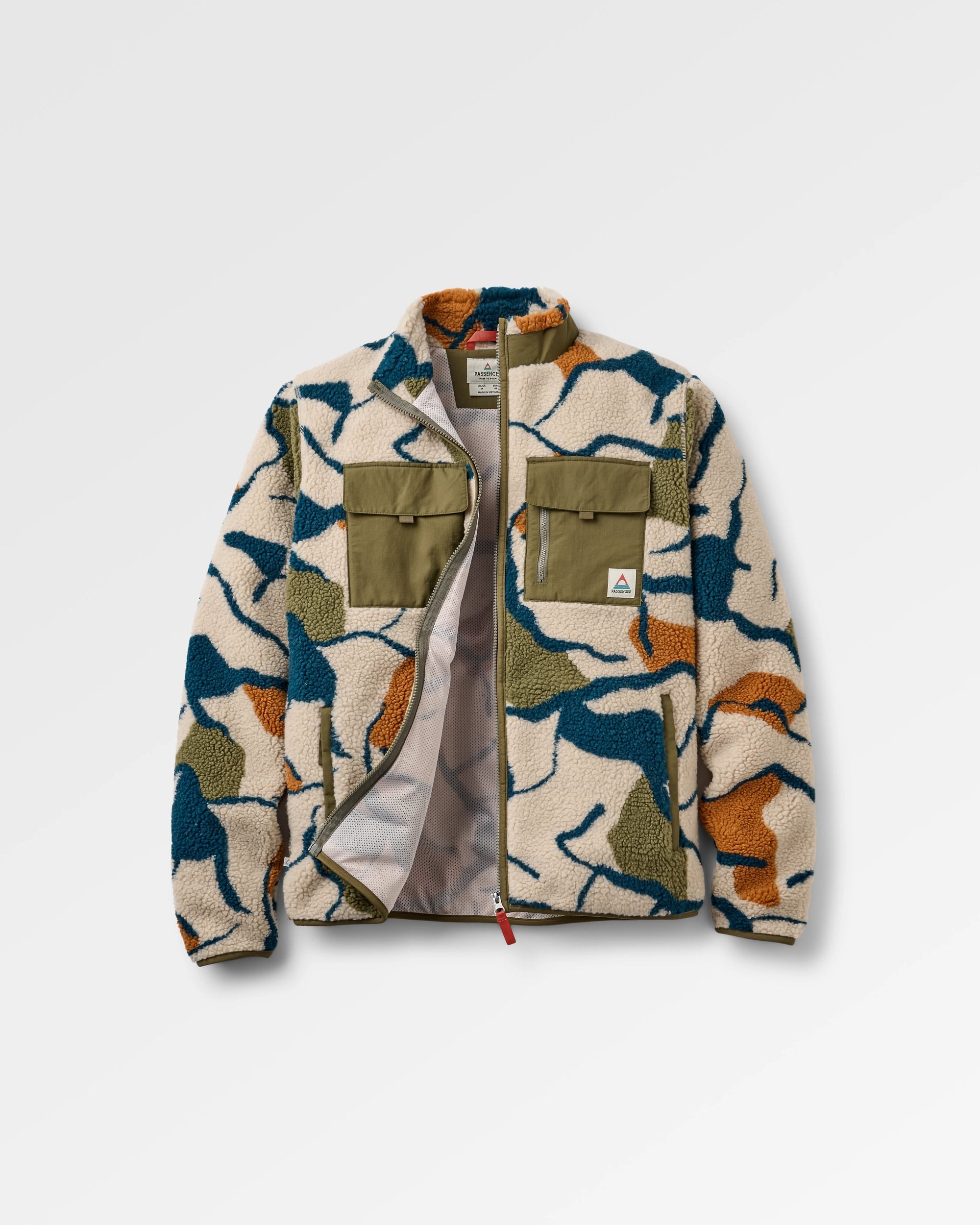 Valiant Deep Pile Fleece - Abstract Trails Pebble Grey - Flatlay