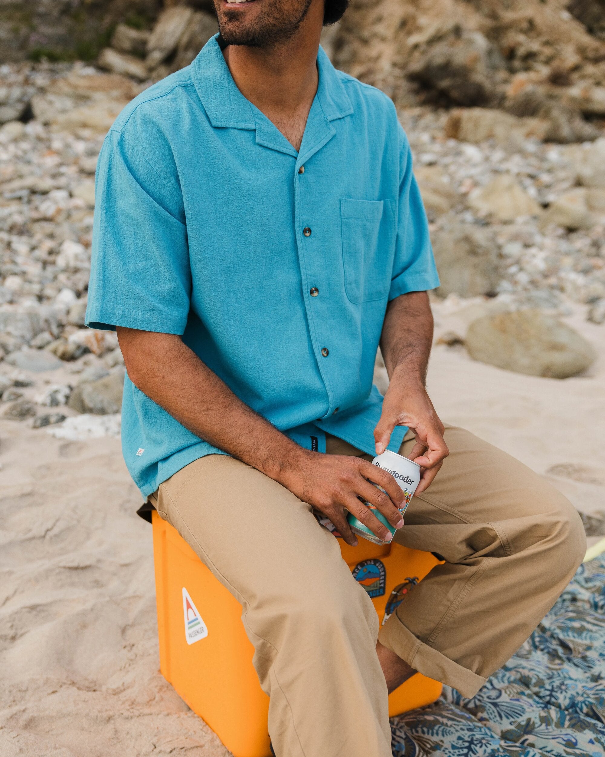 Cove Organic Cotton Short Sleeve Shirt - Blue Pool - 