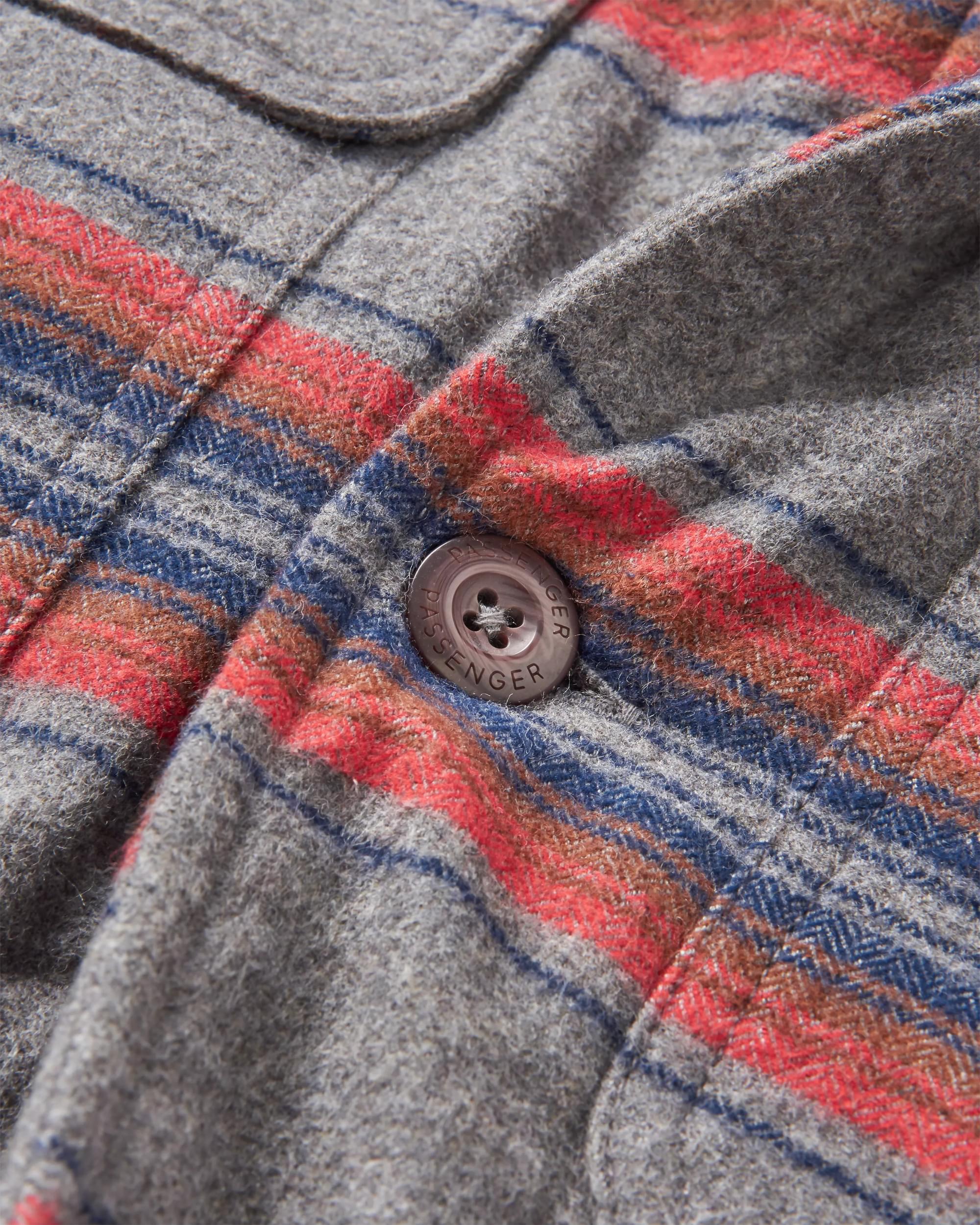 Freestyle Sherpa-Lined Overshirt - Grey Marl Stripe - Flatlay