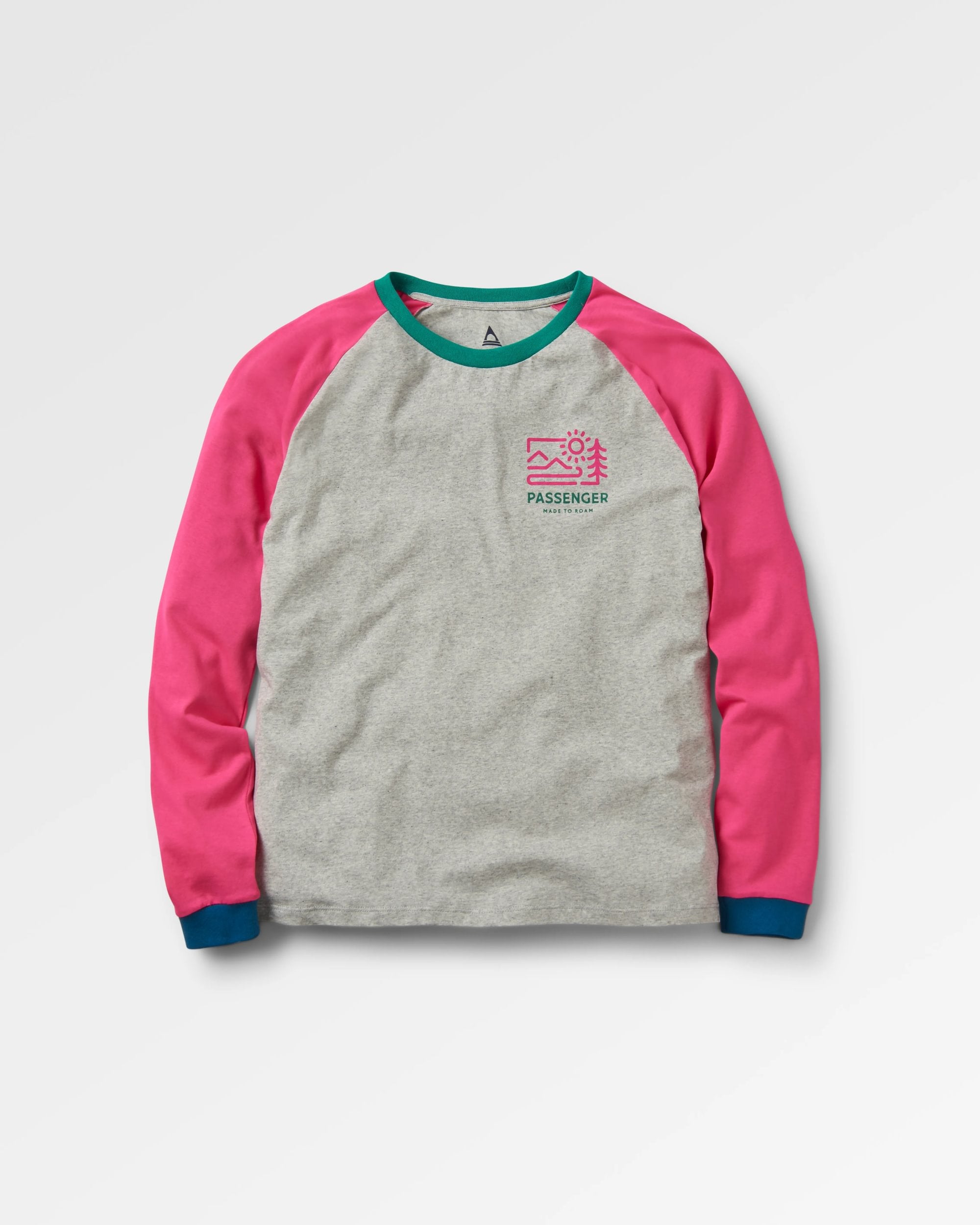 Riser Recycled Cotton LS T-Shirt - Mid Grey Marl - Flatlay