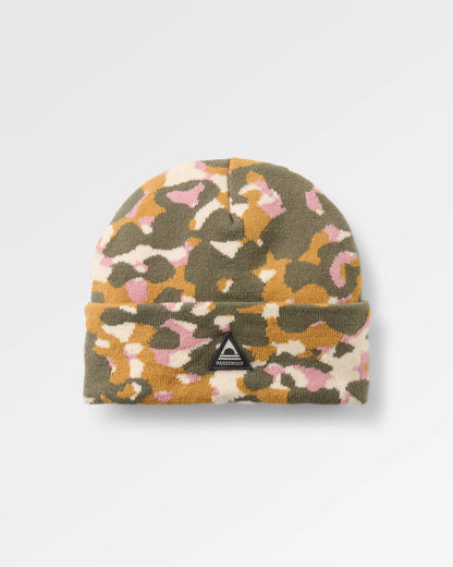 Amber Knit Beanie  - Powder Camo Dusty Olive - Flatlay