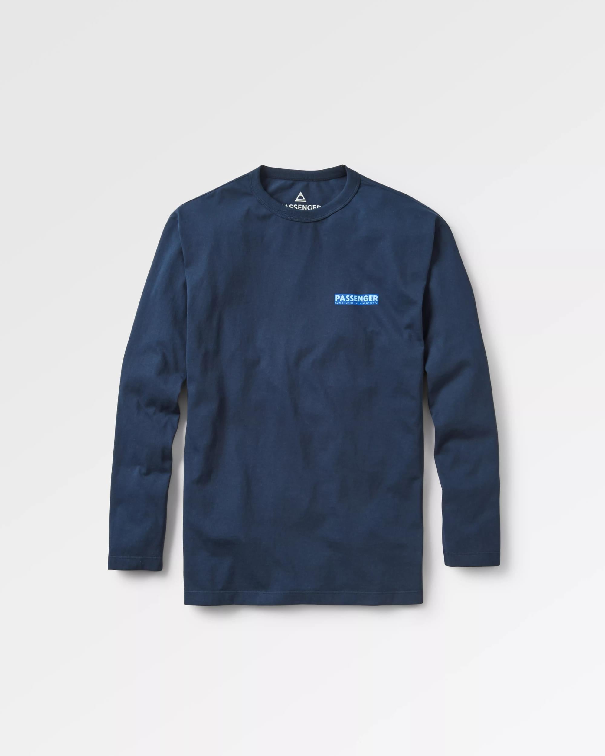 Distance Recycled Relaxed Fit LS T-Shirt - Deep Navy - Flatlay