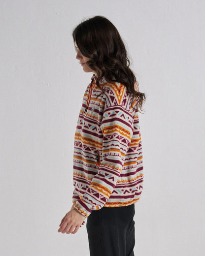 Ayla Micro Polartec® Hooded Fleece - Geo Tracks Birch - Studio Model