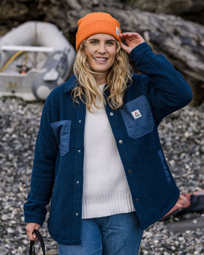 Rappel Recycled Sherpa Oversized Shirt - Dark Denim - Lifestyle