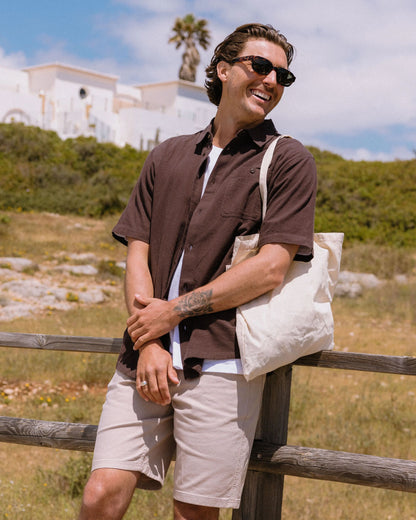 Chill Textured Short Sleeve Shirt - Espresso - Lifestyle